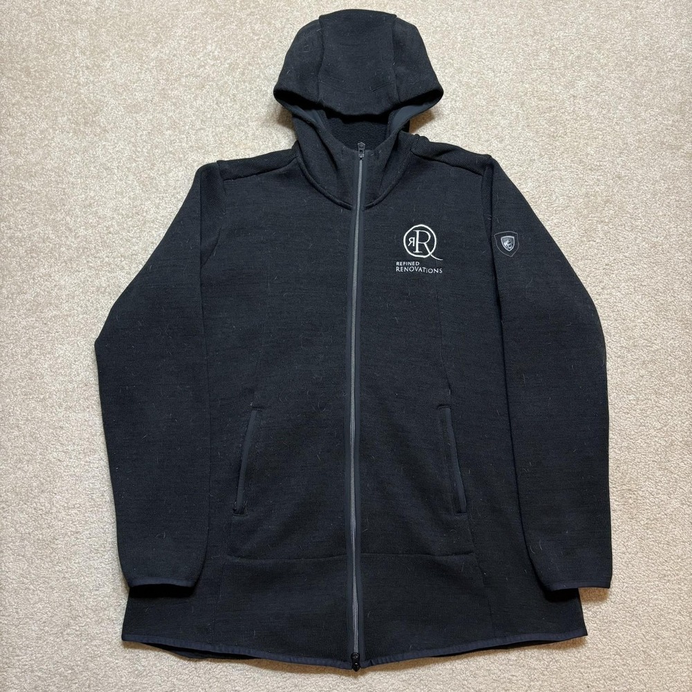 Kuhl Fleece Hoodie Jacket Womens XL Black Full Zip Refined Renovations Logo Gorp
